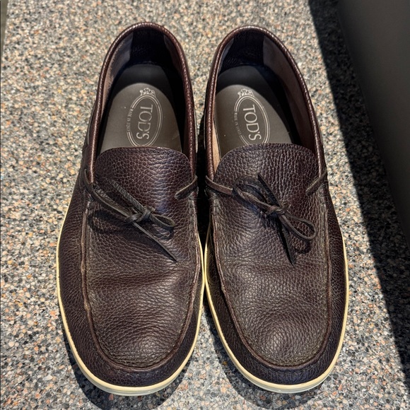 Tod's Men's Dark Brown Leather Slip-Ons Size 11 - Picture 1 of 8